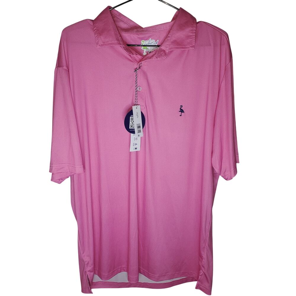 TailorByrd Mens 2XL Pink Rose Performance Polo Shirt Chevron UPF 30 Golf NEW